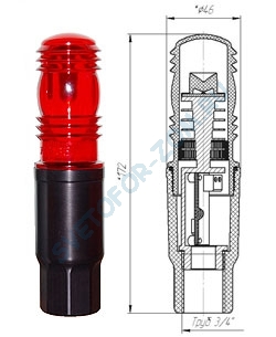Заградительный огонь «ЗОМ-1-АЛ» >10cd, тип «А», 30-265V AC/DC, IP65 ТУ 3461-001-69016606-2010  Алюминиевый корпус светоарматуры.