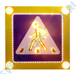Светодиодный дорожный знак 5.19.1 "Пешеходный переход" на желтом фоне 900х900, 4 стробоскопа