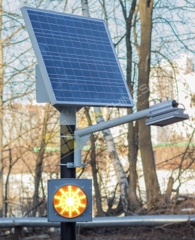 Автономная система освещения пешеходного перехода со светофором Т.7 и датчиком движения с опорой и знаком