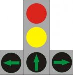 Светофор светодиодный транспортный Т1.пл1 (Д=200 мм) + 2 доп. секции (стрелка вправо и стрелка влево) с экраном