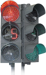 Светофор светодиодный  транспортный  -  ДС6-25 (со встроенным индикатором обратного отсчета времени) 